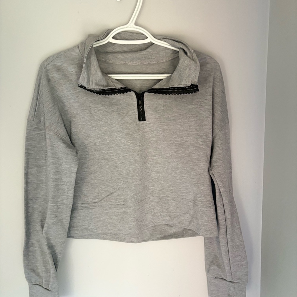 Gray Quarter-Zip Women's Top